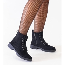 D/CEO Fekete öko-velúr munkás bokacsizma a Barosa platformon 1