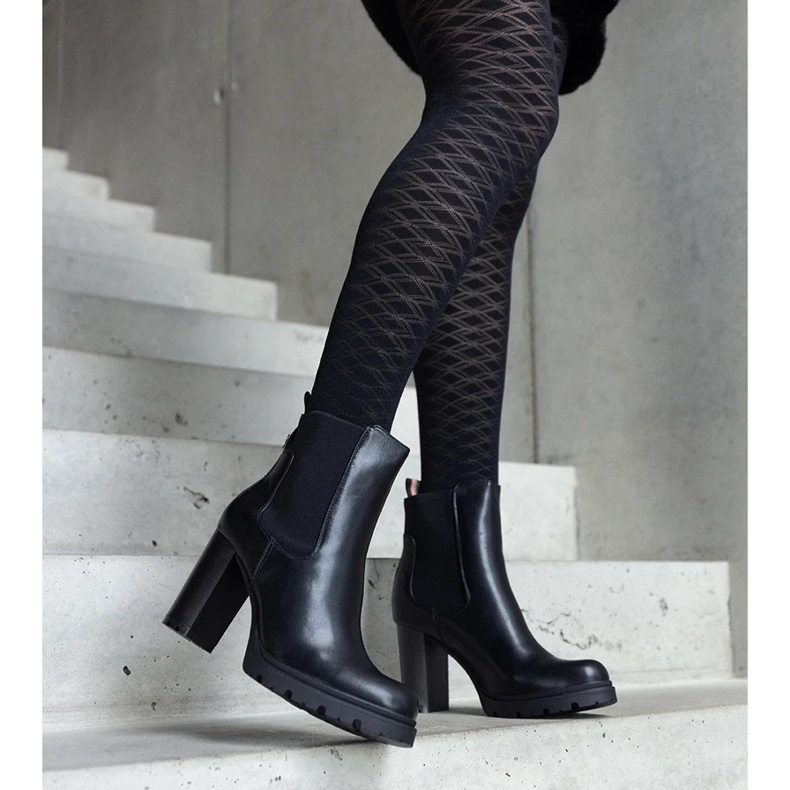 D/CEO Fekete felbújós bokacsizma Motena ökobőrből 2