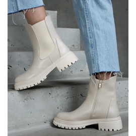 D/CEO Bézs színű hőszigetelt csizma cipzárral, eko bőr Alia 1