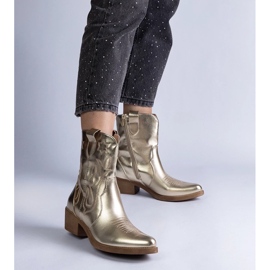 D/CEO Arany női cowboy csizma magas sarkú, metál metál Madeira aranysárga 2