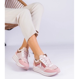 D/CEO Rózsaszín sport cipők a platformon, málta csillogással díszítve 1