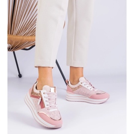 D/CEO Rózsaszín sport cipők a platformon, málta csillogással díszítve 2