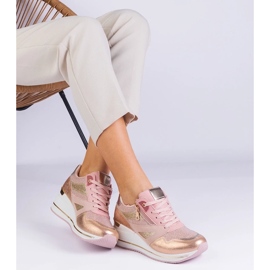 D/CEO Rózsaszín sport cipők a platformon csillogással és a fémes evklad betéttel díszítve 1
