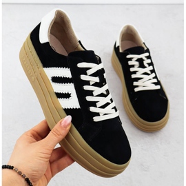 Bőrcipő a fekete filippo 6744 platformon 1