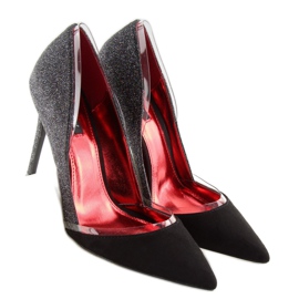 Fekete brokát sarkú 5127 fekete szürke 1