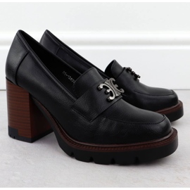 Női cipő a fekete potocki poszton, dekorációval, sz12403 2