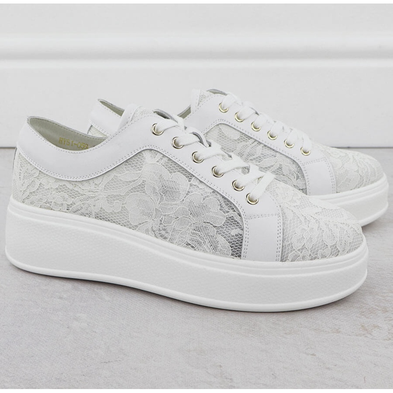 S.Barski Cipő a Białe S. Barski Hy51-059 csipkeplatformon fehér 2 S.Barski Cipő a Białe S. Barski Hy51-059 csipkeplatformon fehér 2