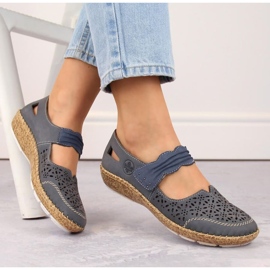 Rieker W RKR648 kék bőr áttört cipő 2