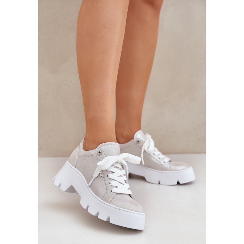 Cipők sportcipője a Chebello 4632 ezüst platformon 2