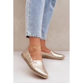 Elegáns bőr espadrilles női Zazoo 10177 arany aranysárga 2