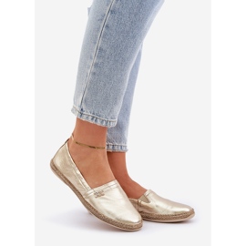 Elegáns bőr espadrilles női Zazoo 10177 arany aranysárga 1