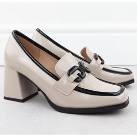 Festett cipő Potocki Sz12553 díszítéssel bézs 2