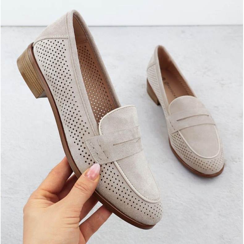OpenWork Suede Shoes Lords Potocki Sz12585 Bézs 1