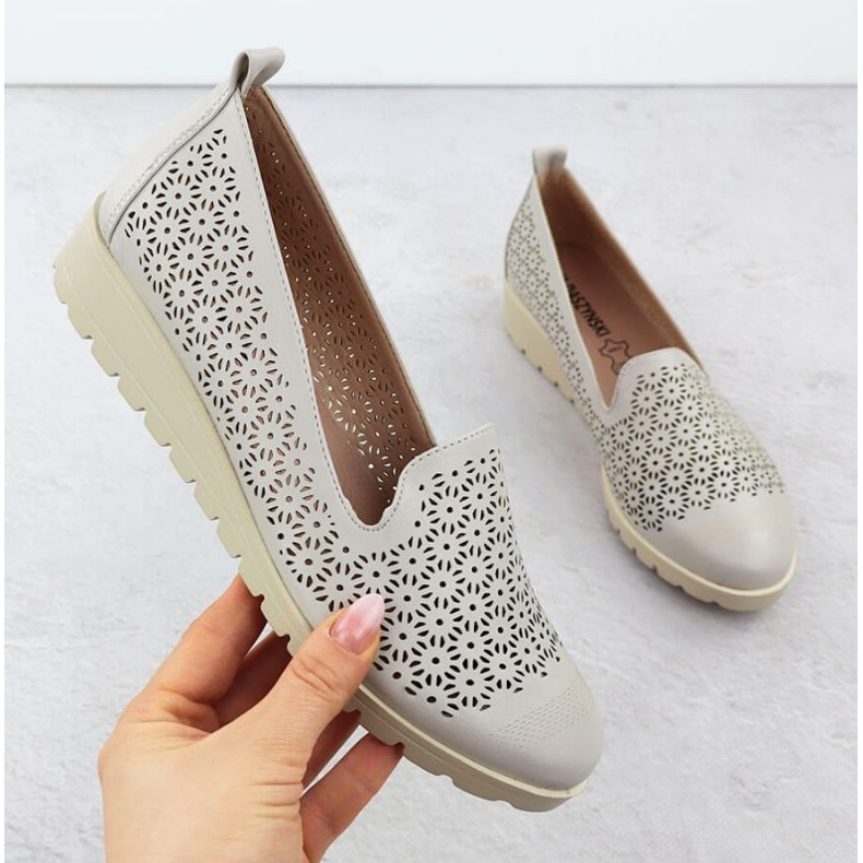 M.Daszyński Cipő az M. Dasyński MR1628-20-ban virágban szürke 1