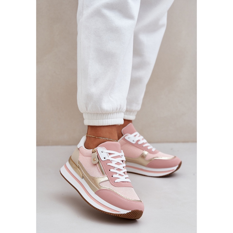 Női fényes sportcipő a platformon rózsaszínű 2