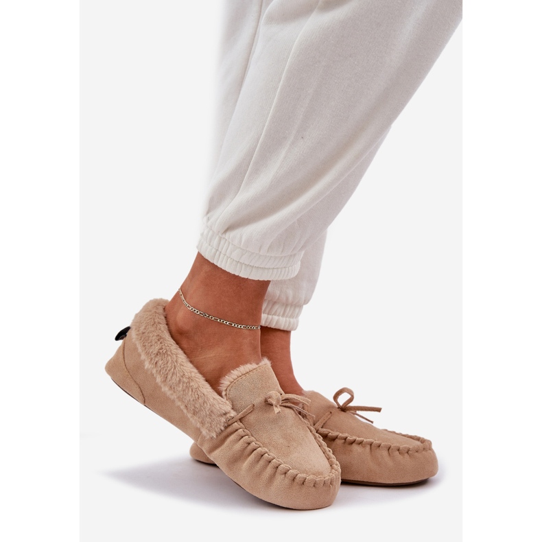 Női mokaszinok bézs szőrmel 1