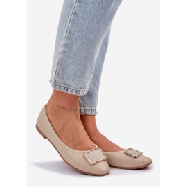 Öko bőr balerinák bézs dekorációval 1