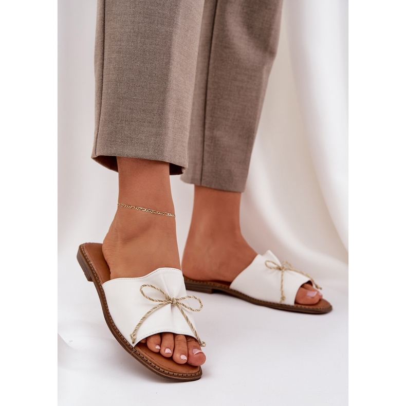 Lapos talp papucs dekoratív íjfehérjével 2 Lapos talp papucs dekoratív íjfehérjével 2