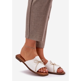 Lapos talp papucs dekoratív íjfehérjével 1 Lapos talp papucs dekoratív íjfehérjével 1