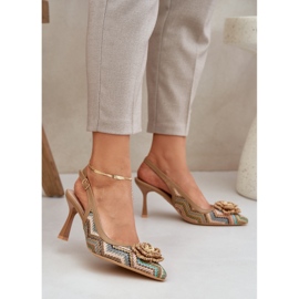 Fonott, magas sarkú fonott barna sarkú 2