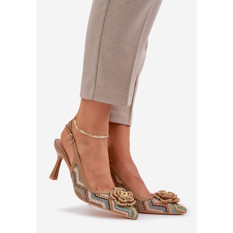 Fonott, magas sarkú fonott barna sarkú 1