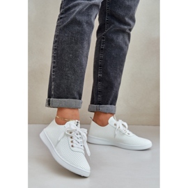 Női nyílt munkás csipke -könnyű bab cipők bézs 2