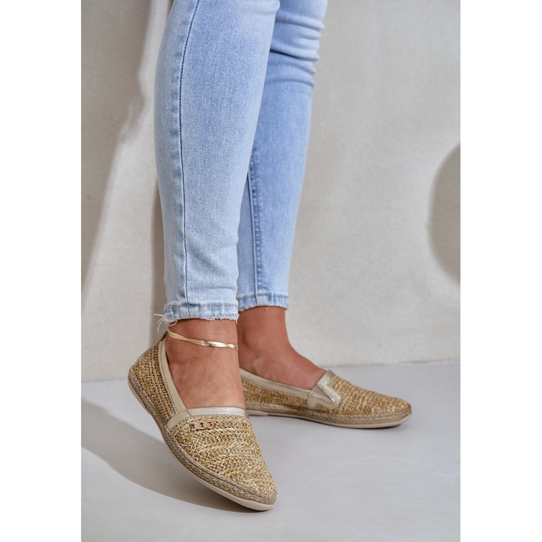 Elegáns bőr espadrilles Zazoo 10178 bézs és arany zsinórral 2 Elegáns bőr espadrilles Zazoo 10178 bézs és arany zsinórral 2