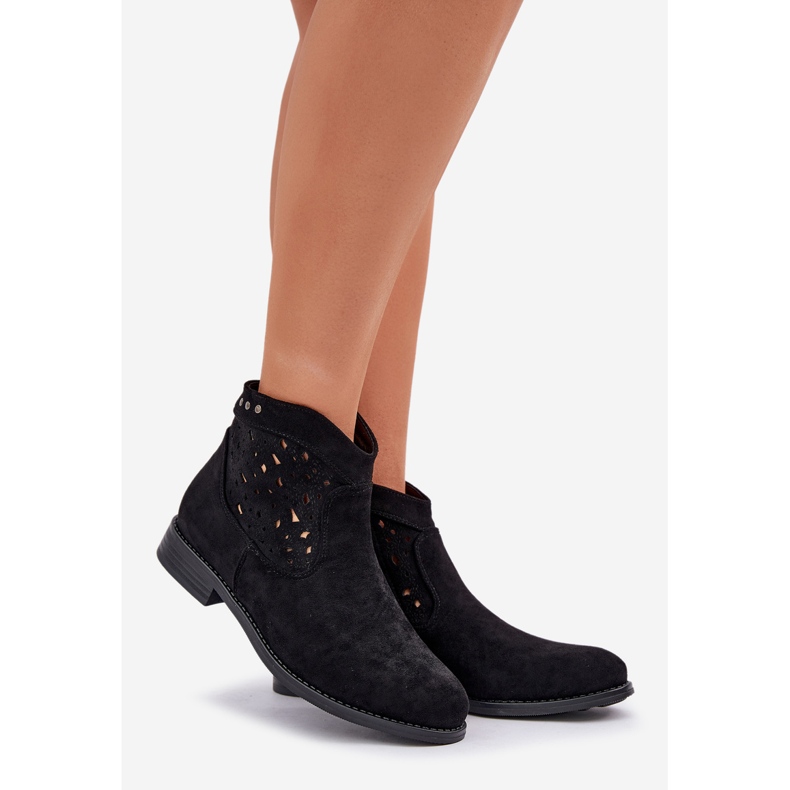 Lapos sarkú női nyílt munkás csizmák s.barski hy51-113 fekete 1