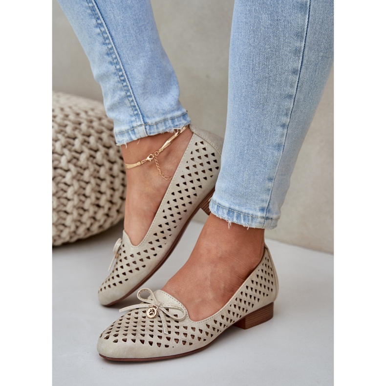 Jezzi Nyílt ballerinák öko bőr íjjal aranysárga 2