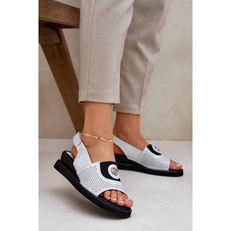 Jezzi Női szandál egy ezüst ékön, díszes 2