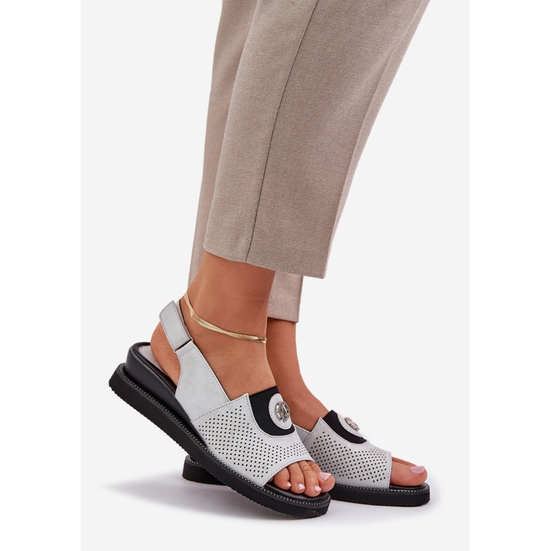 Jezzi Női szandál egy ezüst ékön, díszes 1