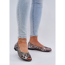 Jezzi Ezüst nyitott ballerinák csupasz ujjakkal 2