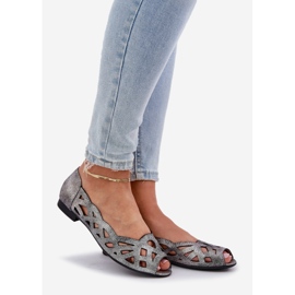 Jezzi Ezüst nyitott ballerinák csupasz ujjakkal 1