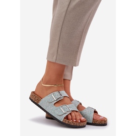 Anyag flip -flopok egy parafa talpon menta csatokkal zöld 1