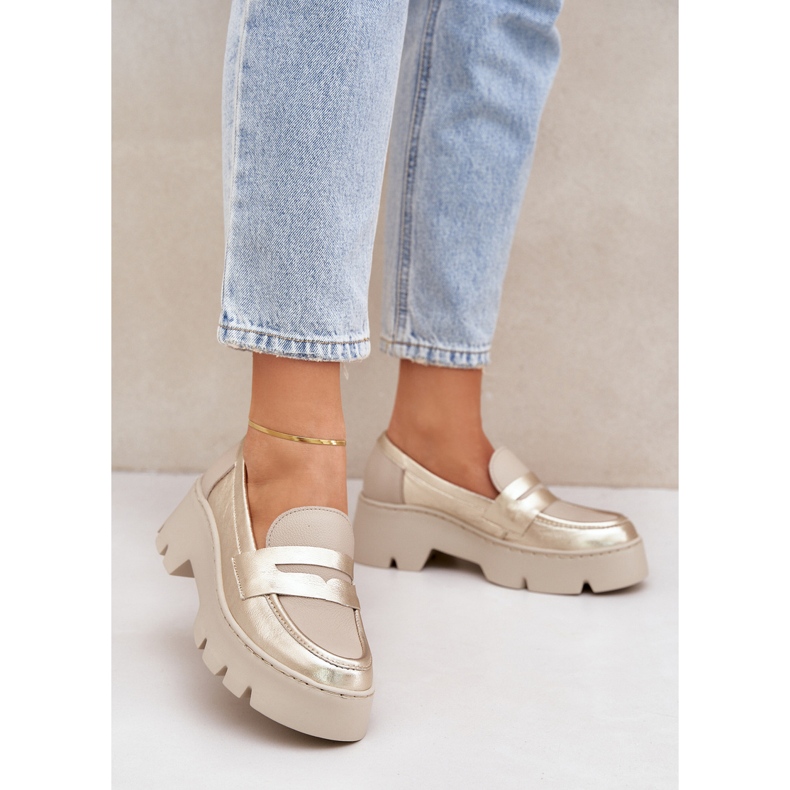 Zazoo Lapos, rágcsált női bőrfutók aranyszínű aranysárga 2