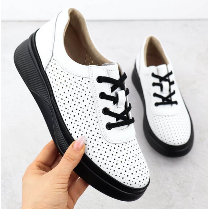 Openwork cipő a VinceZa 79506 fehér platformon 1