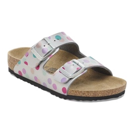 Birkenstock Arizona BS 1029805 flopok pöttyösben ezüst 1