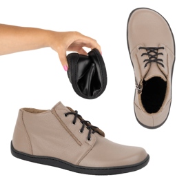 Olivier Mezítlábas női bőrcipő, enyhén szigetelt, magas felső cipzárral 787, bézs 1