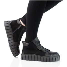 Női bőr cipő Pollonus fekete arc 5-1575-004 2