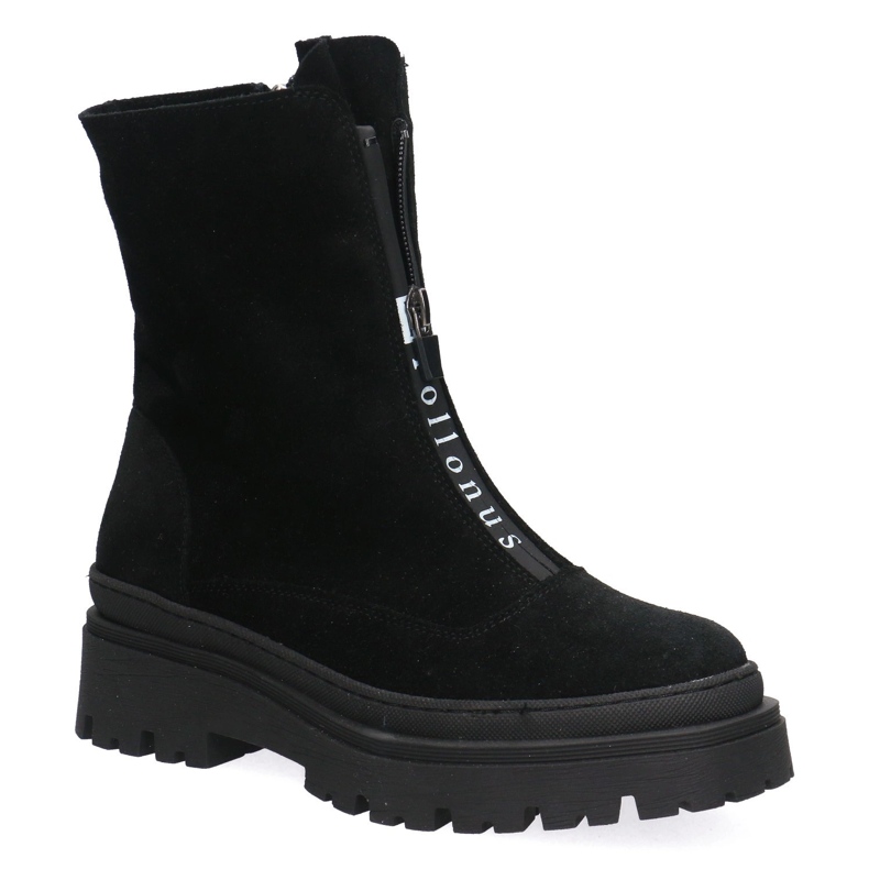 Női bőrmunkások Pollonus fekete velor 5-1601-001 1