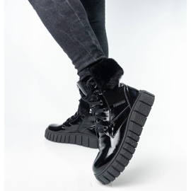 Női bőrbőr Pollonus fekete fegyver 5-1574-001 2