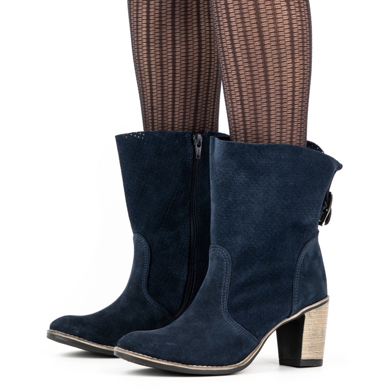 Olivier Áttört bőr bokacsizma Sophia, sötétkék 1 Olivier Áttört bőr bokacsizma Sophia, sötétkék 1