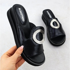 M. DASZYŃSKI Női papucs alacsony ékeken fekete M. Dasyński 1