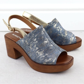 M. DASZYŃSKI Női szandál az oszlopon, aranyozott M. Dasyński MR23126-7 kék 2