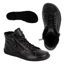 Olivier Női minimalista mezítlábas téli bőrcipő 1261 fekete 2