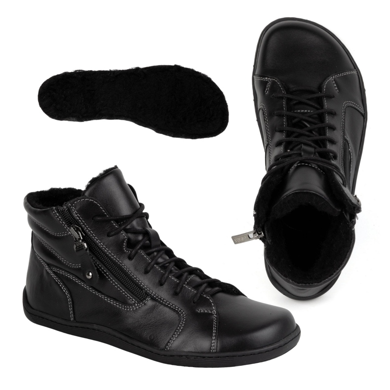 Olivier Női minimalista mezítlábas téli bőrcipő 1261 fekete 2