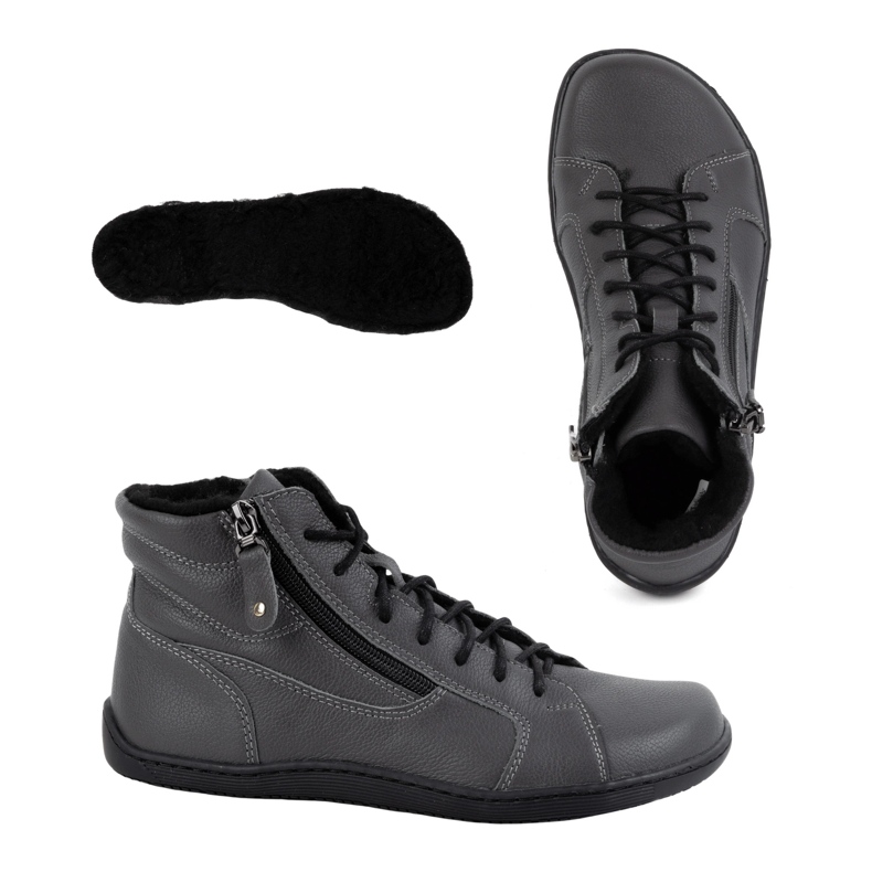 Olivier Női minimalista mezítlábas téli bőrcipő 1261 szürke 1