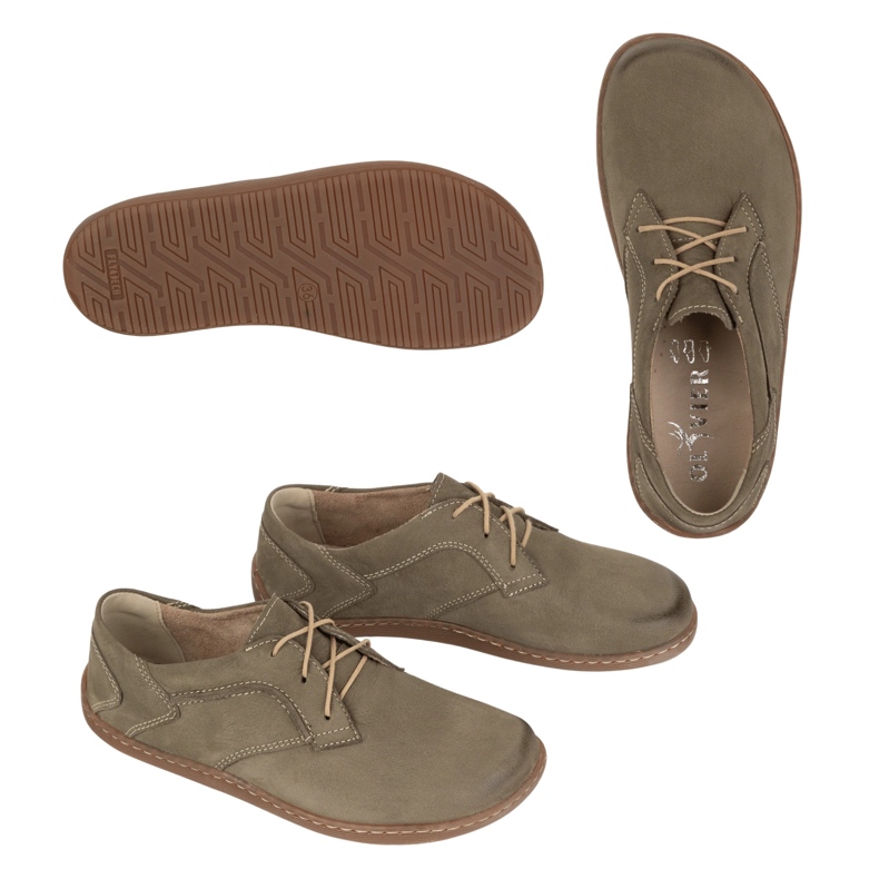 Olivier Mezítláb női minimalista bőr cipő 1082 Olive Nubuk zöld 2