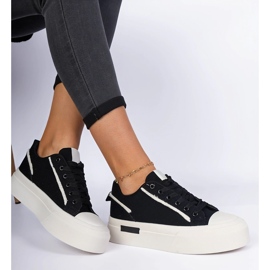 Fekete női szövet cipők a platformon 1