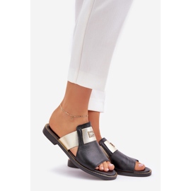 Elegáns természetes bőr papucs flopok Zazoo 40423 fekete 1